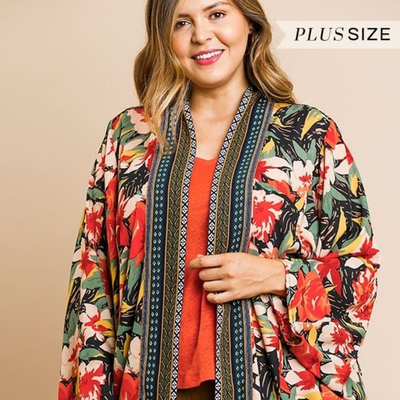 Umgee Tops Umgee Kimono Floral Long Sleeve Open Front 9 Poshmark